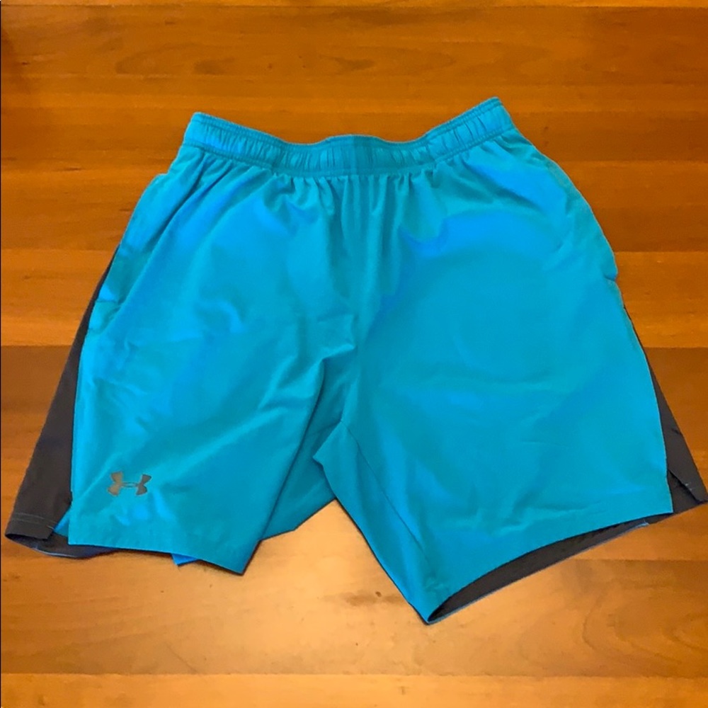 Blue & Gray Under Armour Heat Gear Shorts